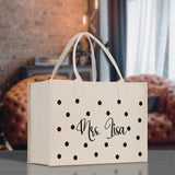Polka Dot Mrs. Last Name Tote Bag Personalized Date Wedding Tote Bridal Shower Gift Honeymoon Gift Customized Wedding Gift Bridesmaid Gift - Aaria Tees Aaria Tees