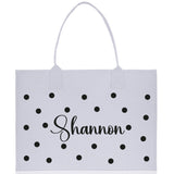 Polka Dot Mrs. Last Name Tote Bag Personalized Date Wedding Tote Bridal Shower Gift Honeymoon Gift Customized Wedding Gift Bridesmaid Gift - Aaria Tees Aaria Tees