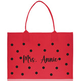 Polka Dot Mrs. Last Name Tote Bag Personalized Date Wedding Tote Bridal Shower Gift Honeymoon Gift Customized Wedding Gift Bridesmaid Gift - Aaria Tees Aaria Tees