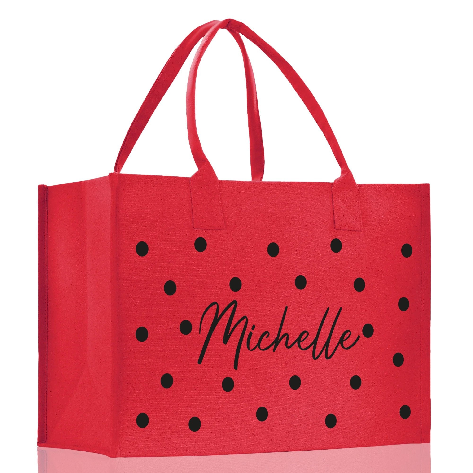 Polka Dot Mrs. Last Name Tote Bag Personalized Date Wedding Tote Bridal Shower Gift Honeymoon Gift Customized Wedding Gift Bridesmaid Gift - Aaria Tees Aaria Tees
