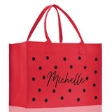 Polka Dot Mrs. Last Name Tote Bag Personalized Date Wedding Tote Bridal Shower Gift Honeymoon Gift Customized Wedding Gift Bridesmaid Gift - Aaria Tees Aaria Tees
