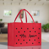 Polka Dot Mrs. Last Name Tote Bag Personalized Date Wedding Tote Bridal Shower Gift Honeymoon Gift Customized Wedding Gift Bridesmaid Gift - Aaria Tees Aaria Tees