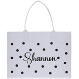 Polka Dot Mrs. Last Name Tote Bag Personalized Date Wedding Tote Bridal Shower Gift Honeymoon Gift Customized Wedding Gift Bridesmaid Gift - Aaria Tees Aaria Tees