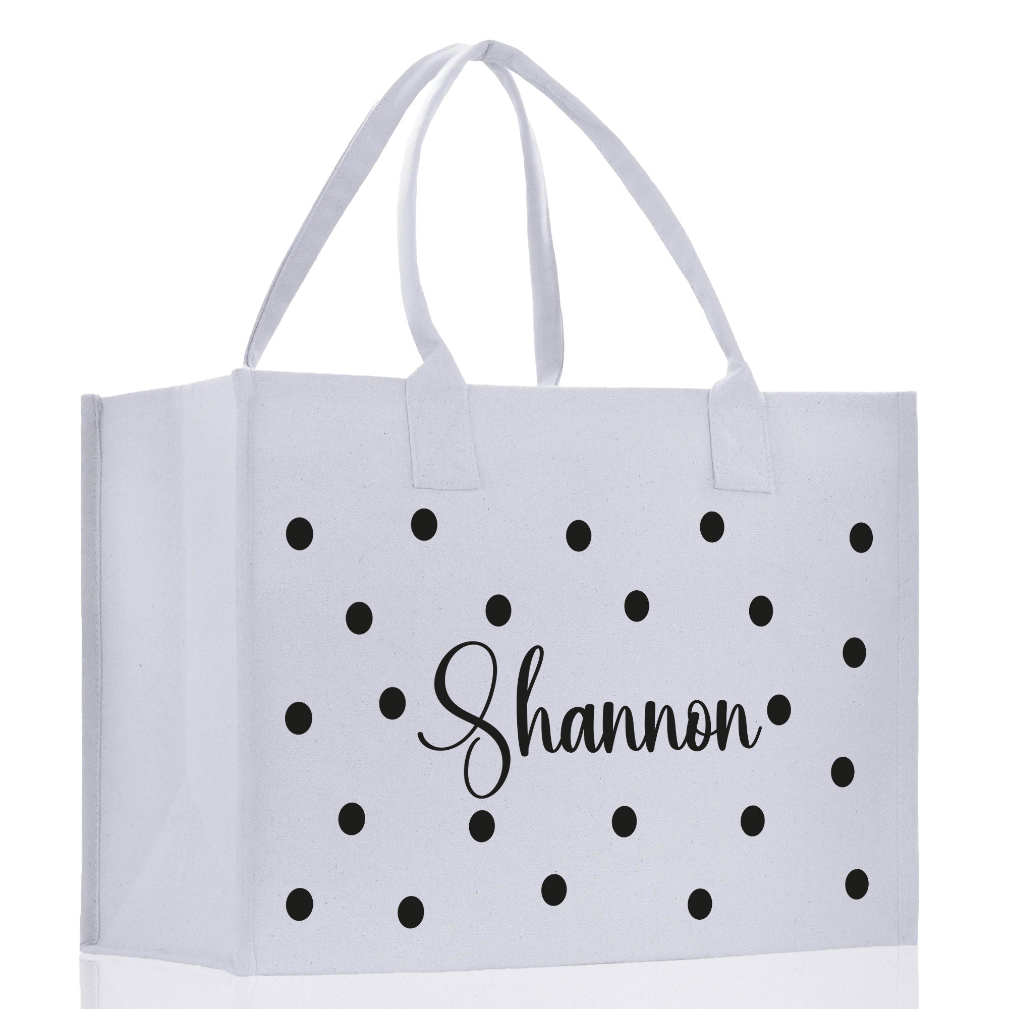 Polka Dot Mrs. Last Name Tote Bag Personalized Date Wedding Tote Bridal Shower Gift Honeymoon Gift Customized Wedding Gift Bridesmaid Gift - Aaria Tees Aaria Tees