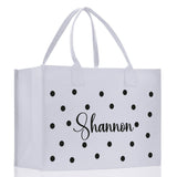 Polka Dot Mrs. Last Name Tote Bag Personalized Date Wedding Tote Bridal Shower Gift Honeymoon Gift Customized Wedding Gift Bridesmaid Gift - Aaria Tees Aaria Tees