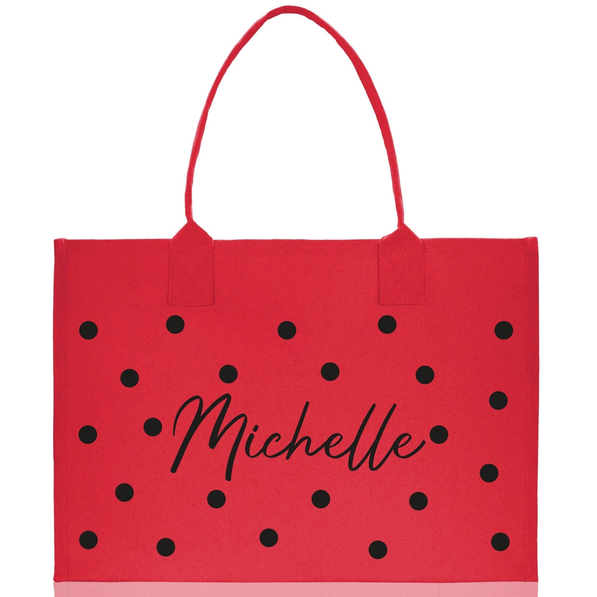 Polka Dot Mrs. Last Name Tote Bag Personalized Date Wedding Tote Bridal Shower Gift Honeymoon Gift Customized Wedding Gift Bridesmaid Gift - Aaria Tees Aaria Tees