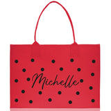 Polka Dot Mrs. Last Name Tote Bag Personalized Date Wedding Tote Bridal Shower Gift Honeymoon Gift Customized Wedding Gift Bridesmaid Gift - Aaria Tees Aaria Tees