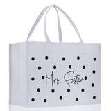 Polka Dot Mrs. Last Name Tote Bag Personalized Date Wedding Tote Bridal Shower Gift Honeymoon Gift Customized Wedding Gift Bridesmaid Gift - Aaria Tees Aaria Tees