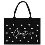 Polka Dot Mrs. Last Name Tote Bag Personalized Date Wedding Tote Bridal Shower Gift Honeymoon Gift Customized Wedding Gift Bridesmaid Gift - Aaria Tees Aaria Tees