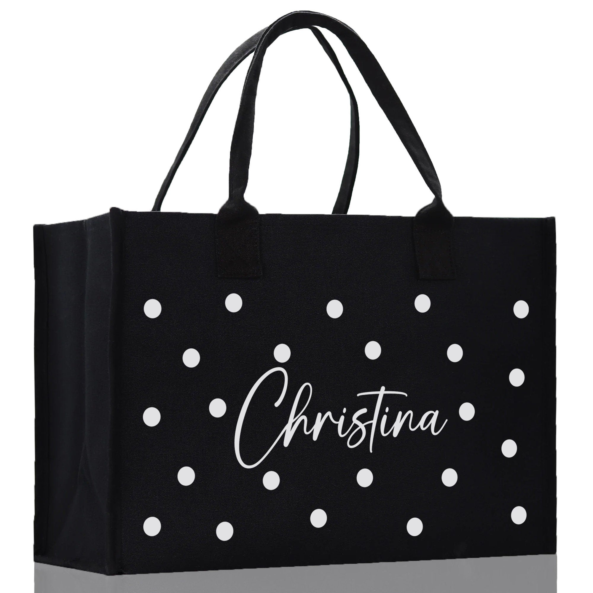 Polka Dot Mrs. Last Name Tote Bag Personalized Date Wedding Tote Bridal Shower Gift Honeymoon Gift Customized Wedding Gift Bridesmaid Gift - Aaria Tees Aaria Tees