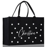 Polka Dot Mrs. Last Name Tote Bag Personalized Date Wedding Tote Bridal Shower Gift Honeymoon Gift Customized Wedding Gift Bridesmaid Gift - Aaria Tees Aaria Tees