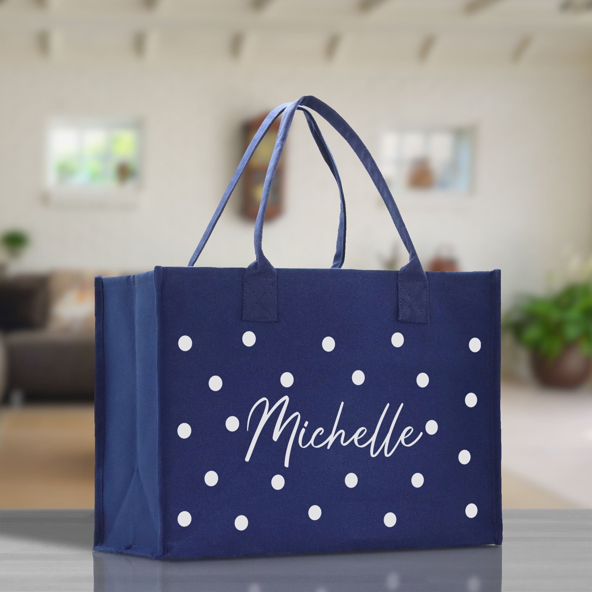 Polka Dot Mrs. Last Name Tote Bag Personalized Date Wedding Tote Bridal Shower Gift Honeymoon Gift Customized Wedding Gift Bridesmaid Gift - Aaria Tees Aaria Tees