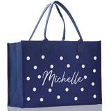 Polka Dot Mrs. Last Name Tote Bag Personalized Date Wedding Tote Bridal Shower Gift Honeymoon Gift Customized Wedding Gift Bridesmaid Gift - Aaria Tees Aaria Tees