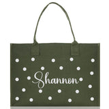 Polka Dot Mrs. Last Name Tote Bag Personalized Date Wedding Tote Bridal Shower Gift Honeymoon Gift Customized Wedding Gift Bridesmaid Gift - Aaria Tees Aaria Tees