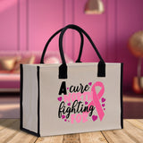 A Cure Worth Fighting For Cotton Canvas Tote Bag Cancer Support Group Tote Bag For Friends Motivational Gift Bag Cancer Awareness Tote Bag - Aaria Tees Aaria Tees