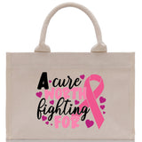 A Cure Worth Fighting For Cotton Canvas Tote Bag Cancer Support Group Tote Bag For Friends Motivational Gift Bag Cancer Awareness Tote Bag - Aaria Tees Aaria Tees