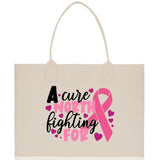 A Cure Worth Fighting For Cotton Canvas Tote Bag Cancer Support Group Tote Bag For Friends Motivational Gift Bag Cancer Awareness Tote Bag - Aaria Tees Aaria Tees