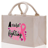 A Cure Worth Fighting For Cotton Canvas Tote Bag Cancer Support Group Tote Bag For Friends Motivational Gift Bag Cancer Awareness Tote Bag - Aaria Tees Aaria Tees