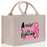 A Cure Worth Fighting For Cotton Canvas Tote Bag Cancer Support Group Tote Bag For Friends Motivational Gift Bag Cancer Awareness Tote Bag - Aaria Tees Aaria Tees