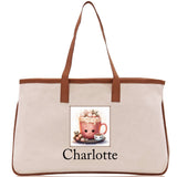 Cute Hot Cocoa and Cookies Custom Name Cotton Canvas Tote Bag Personalized Christmas Party Invitation Bag Xmas Gift Holiday Party Invite Bag - Aaria Tees Aaria Tees