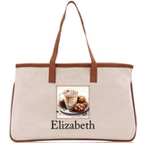 Cute Hot Cocoa and Cookies Custom Name Cotton Canvas Tote Bag Personalized Christmas Party Invitation Bag Xmas Gift Holiday Party Invite Bag - Aaria Tees Aaria Tees