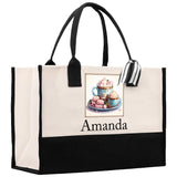 Cute Hot Cocoa and Cookies Custom Name Cotton Canvas Tote Bag Personalized Christmas Party Invitation Bag Xmas Gift Holiday Party Invite Bag - Aaria Tees Aaria Tees