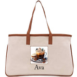 Cute Hot Cocoa and Cookies Custom Name Cotton Canvas Tote Bag Personalized Christmas Party Invitation Bag Xmas Gift Holiday Party Invite Bag - Aaria Tees Aaria Tees