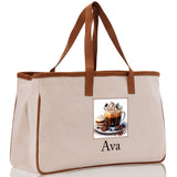 Cute Hot Cocoa and Cookies Custom Name Cotton Canvas Tote Bag Personalized Christmas Party Invitation Bag Xmas Gift Holiday Party Invite Bag - Aaria Tees Aaria Tees