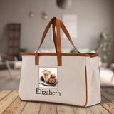 Cute Hot Cocoa and Cookies Custom Name Cotton Canvas Tote Bag Personalized Christmas Party Invitation Bag Xmas Gift Holiday Party Invite Bag - Aaria Tees Aaria Tees