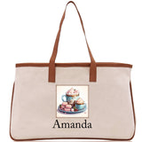 Cute Hot Cocoa and Cookies Custom Name Cotton Canvas Tote Bag Personalized Christmas Party Invitation Bag Xmas Gift Holiday Party Invite Bag - Aaria Tees Aaria Tees