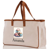 Cute Hot Cocoa and Cookies Custom Name Cotton Canvas Tote Bag Personalized Christmas Party Invitation Bag Xmas Gift Holiday Party Invite Bag - Aaria Tees Aaria Tees