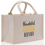 Thankful Grateful Blessed Cotton Canvas Tote Bag Thanksgiving Bag Autumn Fall Vibes Bag Motivational Bag Blessed Bag Fall Market Grocery Bag - Aaria Tees Aaria Tees