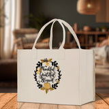 Thankful Grateful Blessed Cotton Canvas Tote Bag Thanksgiving Bag Autumn Fall Vibes Bag Motivational Bag Blessed Bag Fall Market Grocery Bag - Aaria Tees Aaria Tees