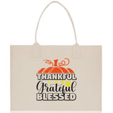 Thankful Grateful Blessed Cotton Canvas Tote Bag Thanksgiving Bag Autumn Fall Vibes Bag Motivational Bag Blessed Bag Fall Market Grocery Bag - Aaria Tees Aaria Tees