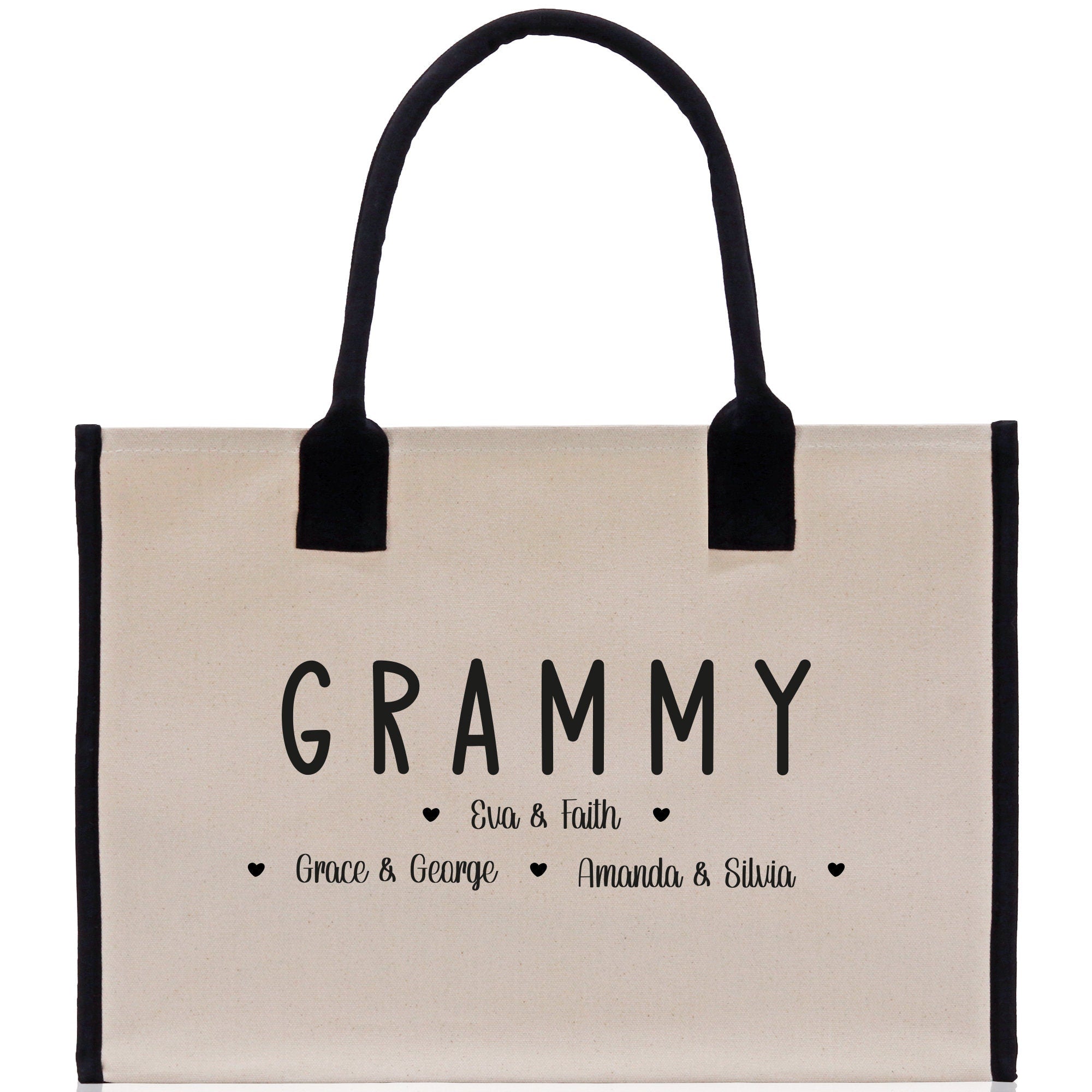 Grammy Grandchild Kids Names Custom Grandma Tote Bag Grandma's Getaway Bag Personalized Grandma Gift Bag Shopping Bag Mother Day Gift - Aaria Tees Aaria Tees