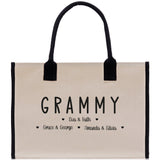 Grammy Grandchild Kids Names Custom Grandma Tote Bag Grandma's Getaway Bag Personalized Grandma Gift Bag Shopping Bag Mother Day Gift - Aaria Tees Aaria Tees
