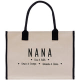 Nana Grandchild Kids Names Custom Grandma Tote Bag Grandma's Getaway Bag Gigi Bag Personalized Grandma Gift Bag Shopping Bag Mother Day Gift - Aaria Tees Aaria Tees
