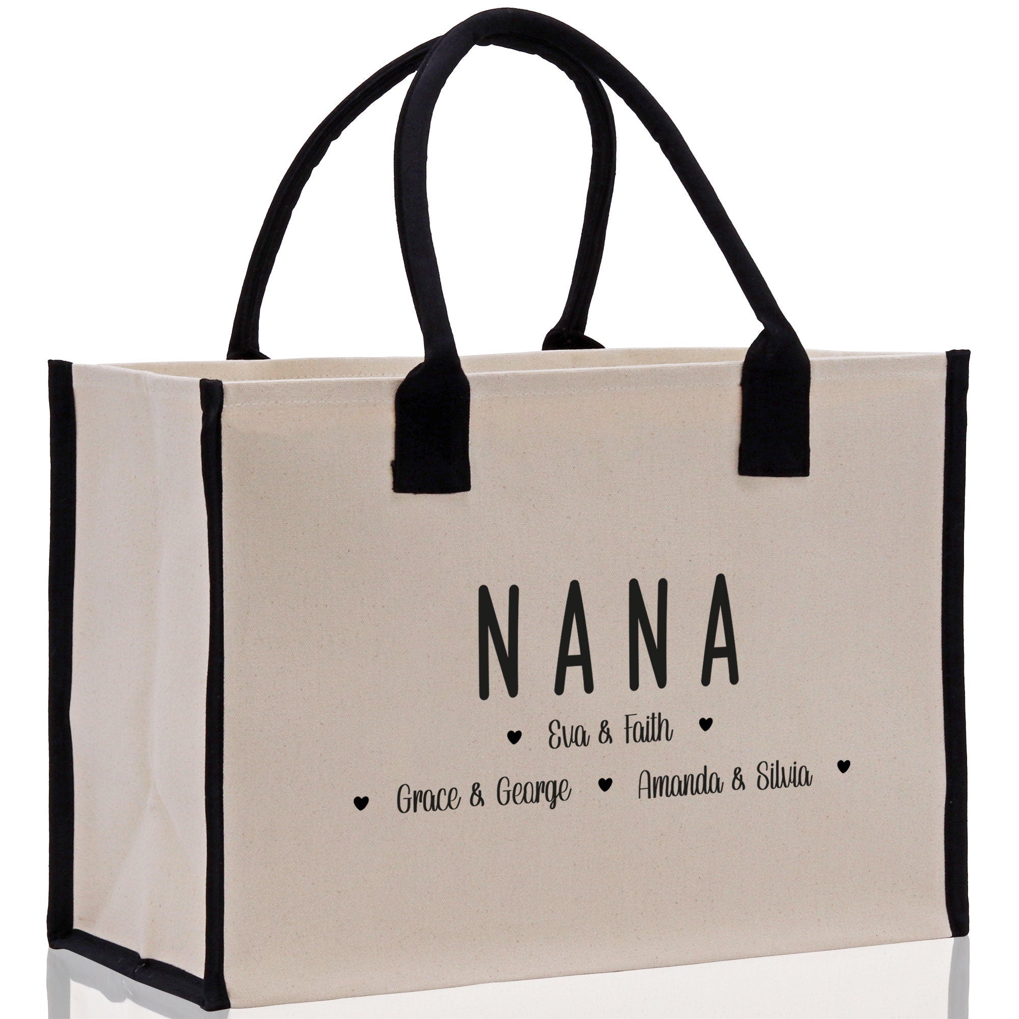 Nana Grandchild Kids Names Custom Grandma Tote Bag Grandma's Getaway Bag Gigi Bag Personalized Grandma Gift Bag Shopping Bag Mother Day Gift - Aaria Tees Aaria Tees