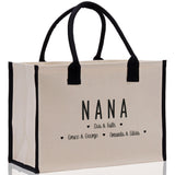 Nana Grandchild Kids Names Custom Grandma Tote Bag Grandma's Getaway Bag Gigi Bag Personalized Grandma Gift Bag Shopping Bag Mother Day Gift - Aaria Tees Aaria Tees