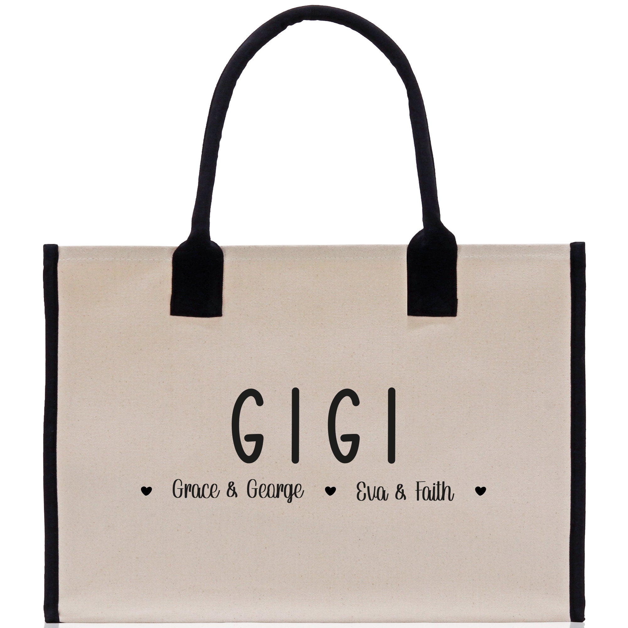 Gigi Grandchild Kids Names Custom Grandma Tote Bag Grandma's Getaway Bag Gigi Bag Personalized Grandma Gift Bag Shopping Bag Mother Day Gift - Aaria Tees Aaria Tees