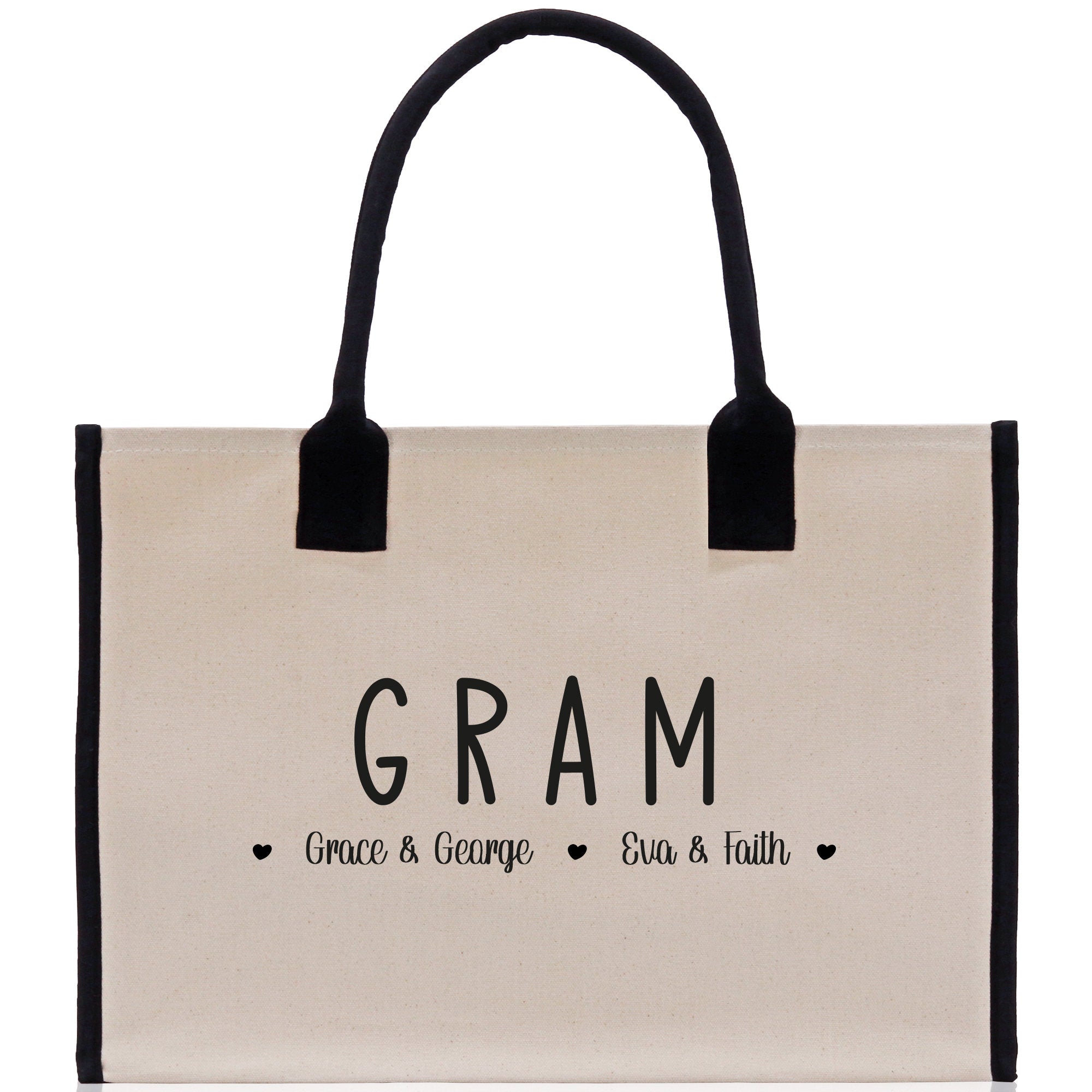 Gram Grandchild Kids Names Custom Grandma Tote Bag Grandma's Getaway Bag Gigi Bag Personalized Grandma Gift Bag Shopping Bag Mother Day Gift - Aaria Tees Aaria Tees