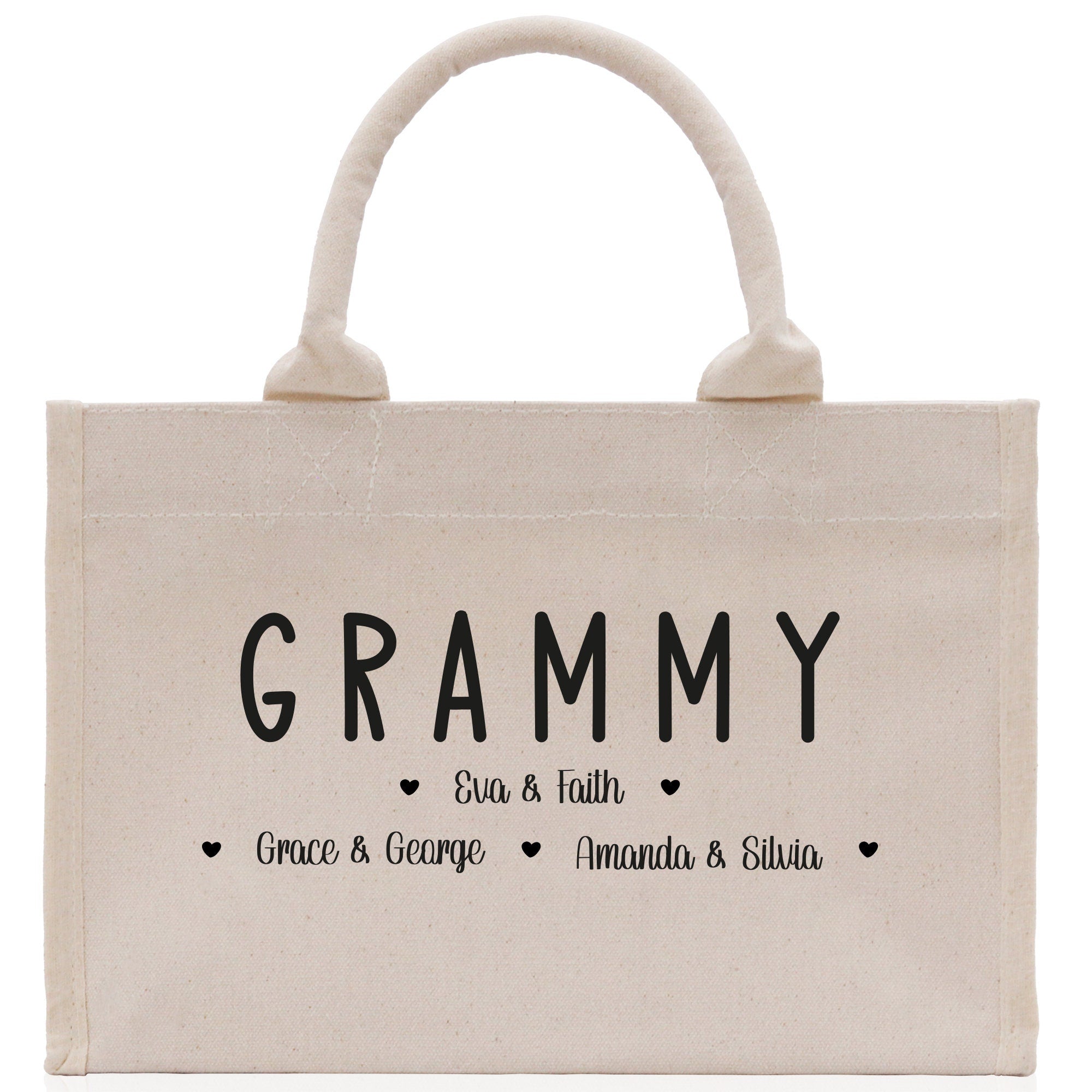 Grammy Grandchild Kids Names Custom Grandma Tote Bag Grandma's Getaway Bag Personalized Grandma Gift Bag Shopping Bag Mother Day Gift - Aaria Tees Aaria Tees