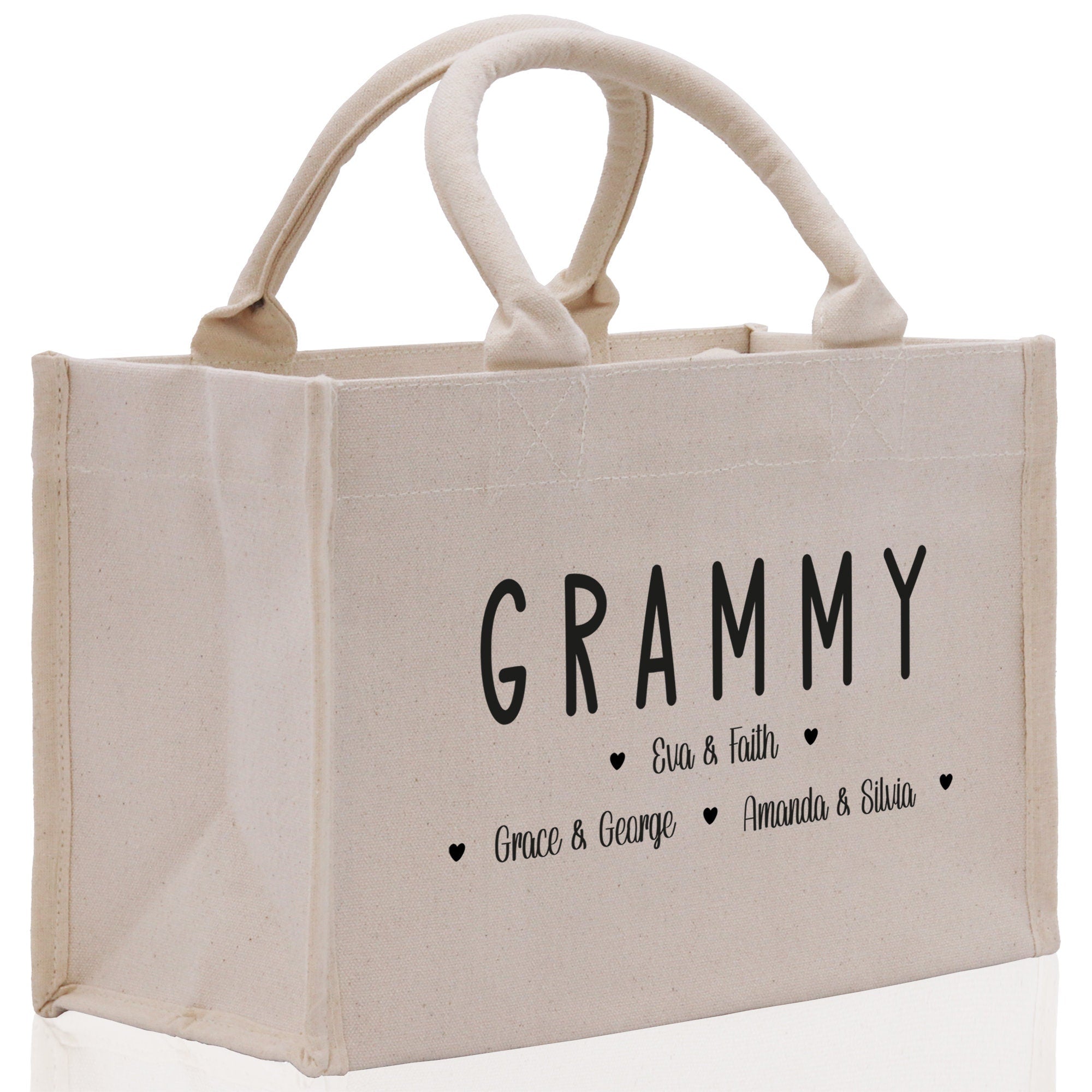 Grammy Grandchild Kids Names Custom Grandma Tote Bag Grandma's Getaway Bag Personalized Grandma Gift Bag Shopping Bag Mother Day Gift - Aaria Tees Aaria Tees