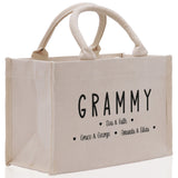 Grammy Grandchild Kids Names Custom Grandma Tote Bag Grandma's Getaway Bag Personalized Grandma Gift Bag Shopping Bag Mother Day Gift - Aaria Tees Aaria Tees