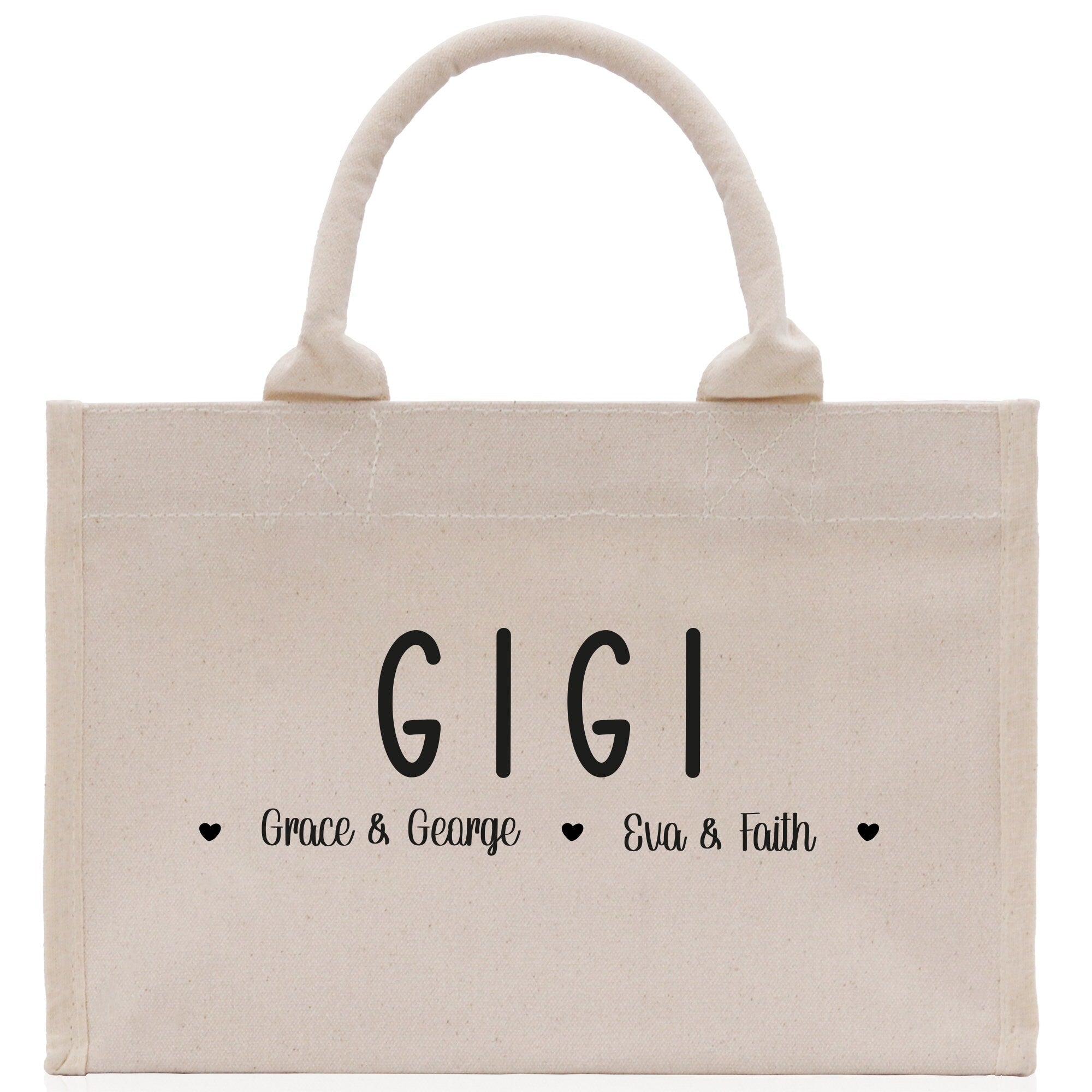 Gigi Grandchild Kids Names Custom Grandma Tote Bag Grandma's Getaway Bag Gigi Bag Personalized Grandma Gift Bag Shopping Bag Mother Day Gift - Aaria Tees Aaria Tees
