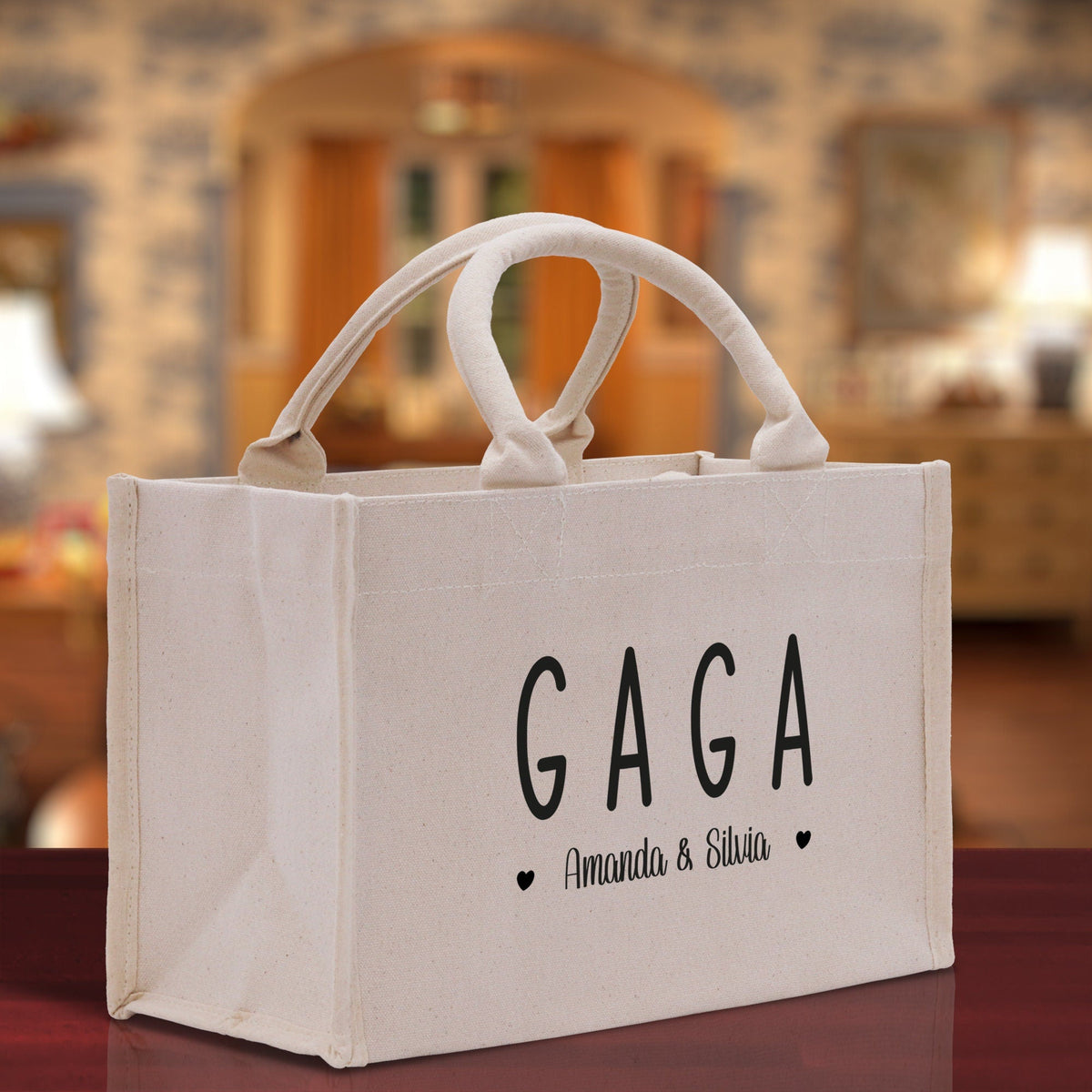 Gaga Grandchild Kids Names Custom Grandma Tote Bag Grandma's Getaway Bag Gigi Bag Personalized Grandma Gift Bag Shopping Bag Mother Day Gift - Aaria Tees