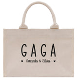 Gaga Grandchild Kids Names Custom Grandma Tote Bag Grandma's Getaway Bag Gigi Bag Personalized Grandma Gift Bag Shopping Bag Mother Day Gift - Aaria Tees Aaria Tees