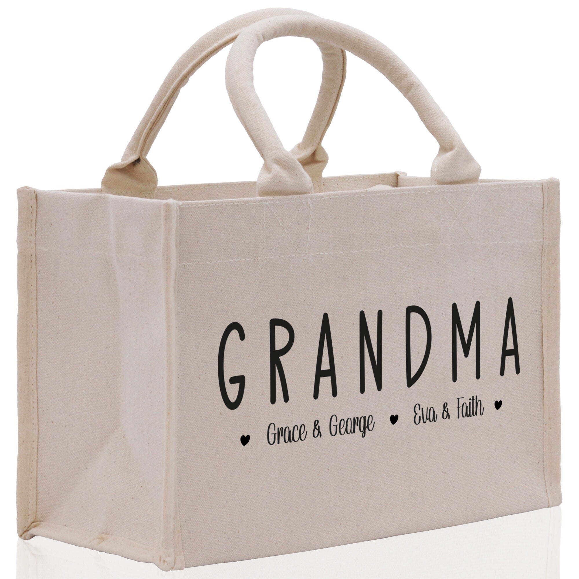 Grandma Grandchild Kids Names Custom Grandma Tote Bag Grandma's Getaway Bag Personalized Grandma Gift Bag Shopping Bag Mother Day Gift - Aaria Tees Aaria Tees