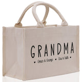 Grandma Grandchild Kids Names Custom Grandma Tote Bag Grandma's Getaway Bag Personalized Grandma Gift Bag Shopping Bag Mother Day Gift - Aaria Tees Aaria Tees