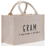 Gram Grandchild Kids Names Custom Grandma Tote Bag Grandma's Getaway Bag Gigi Bag Personalized Grandma Gift Bag Shopping Bag Mother Day Gift - Aaria Tees Aaria Tees